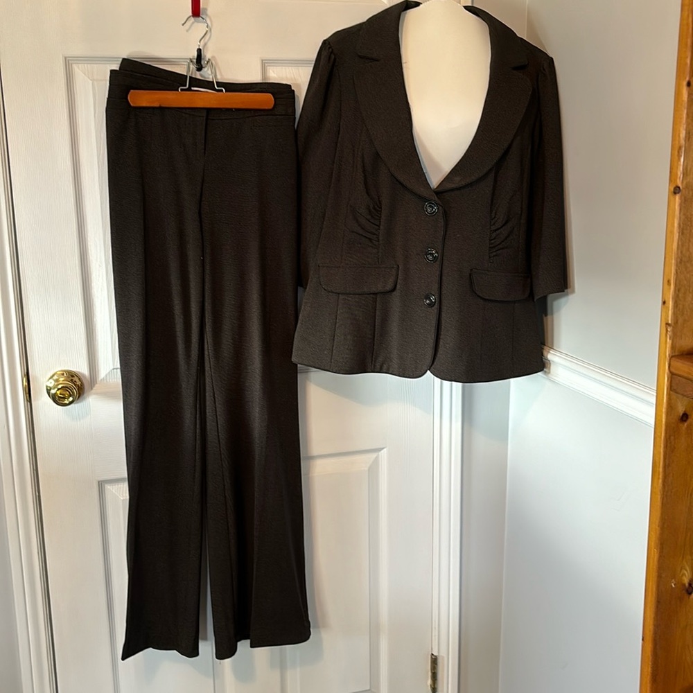 Ricki’s dress pants (size14) and jacket (size 18). Brown/gray